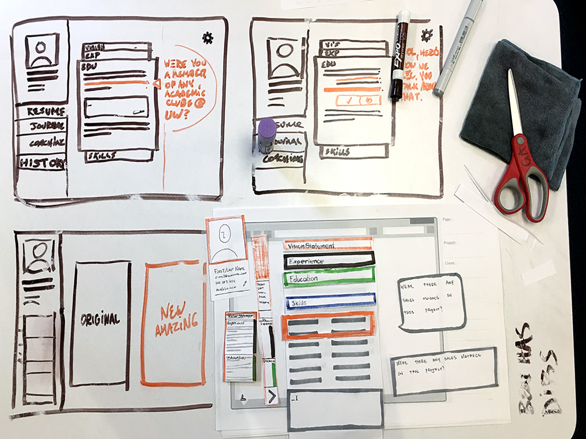 image of design studio sketches and paper prototype